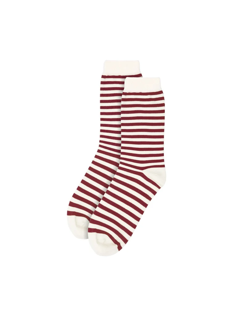 Streifensocken - creme bordeaux