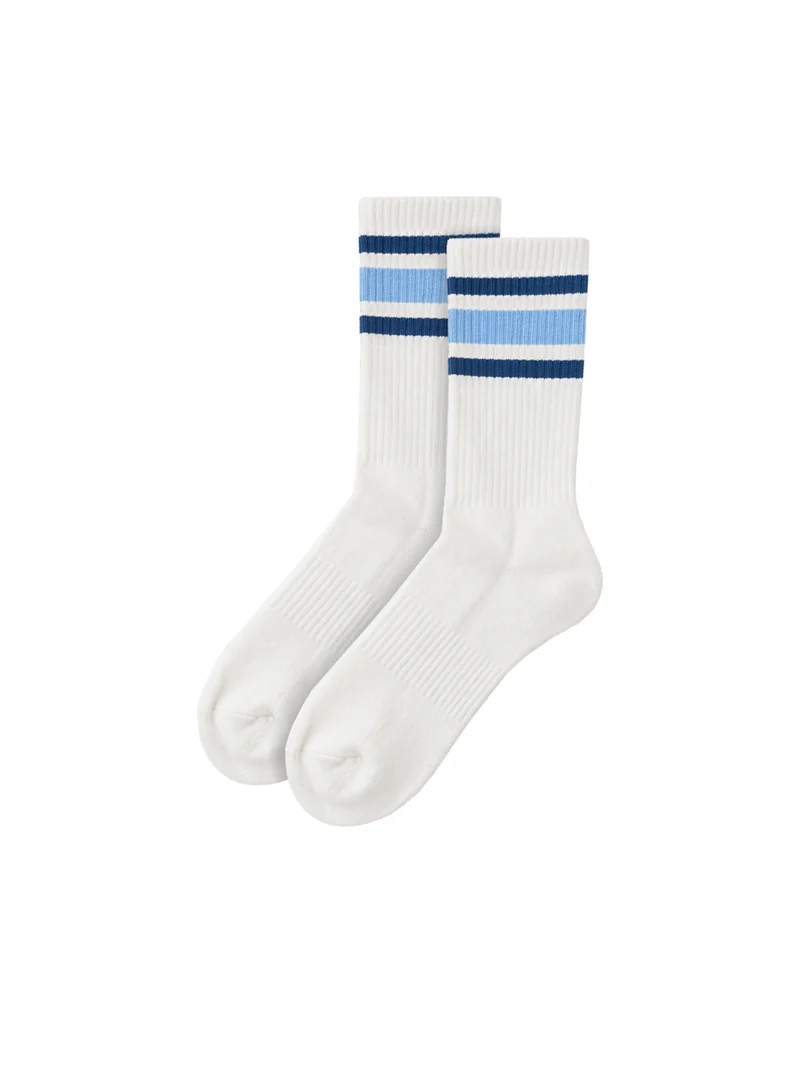 Retro Tennissocken - creme petrol blau