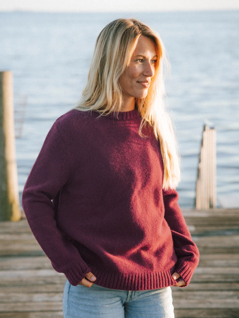 Frauen Merino Strickpullover - bordeaux