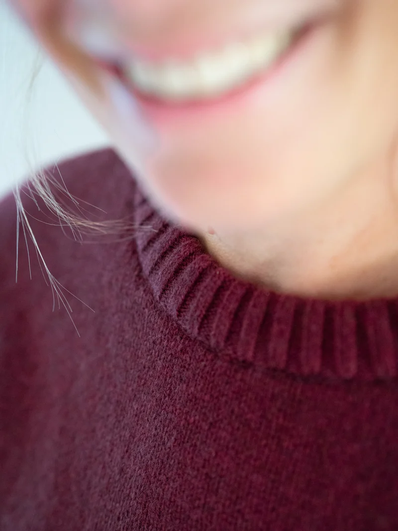 Frauen Merino Strickpullover - bordeaux