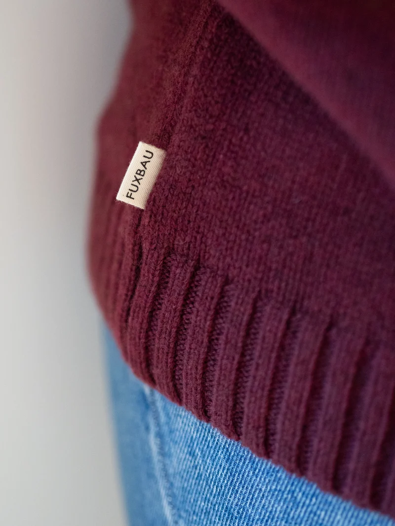 Frauen Merino Strickpullover - bordeaux