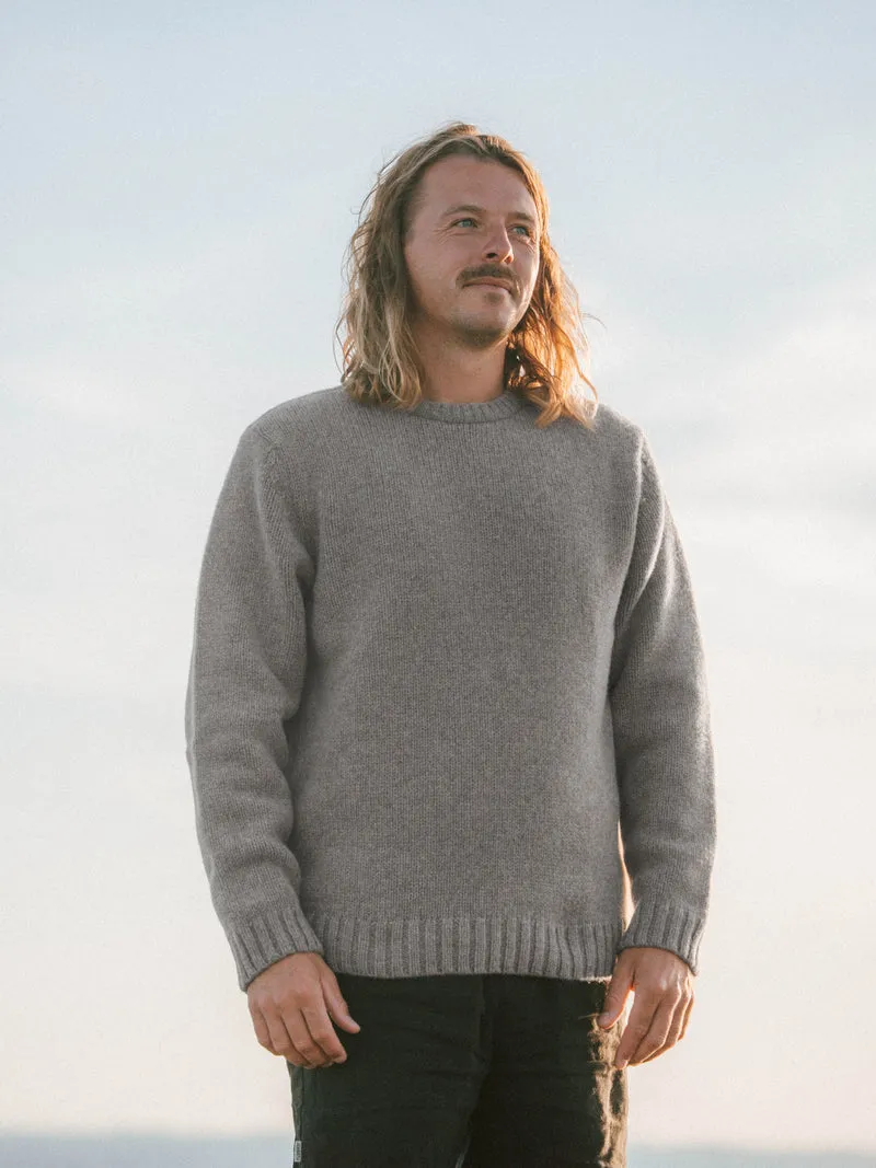 Männer Merino Strickpullover - braunmeliert