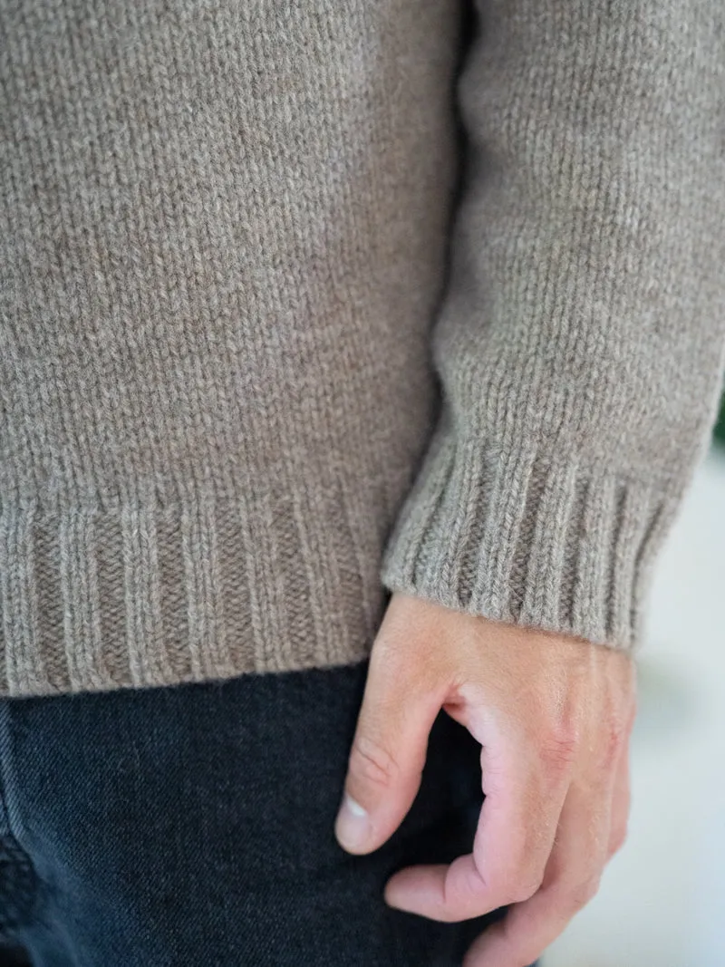 Männer Merino Strickpullover - braunmeliert
