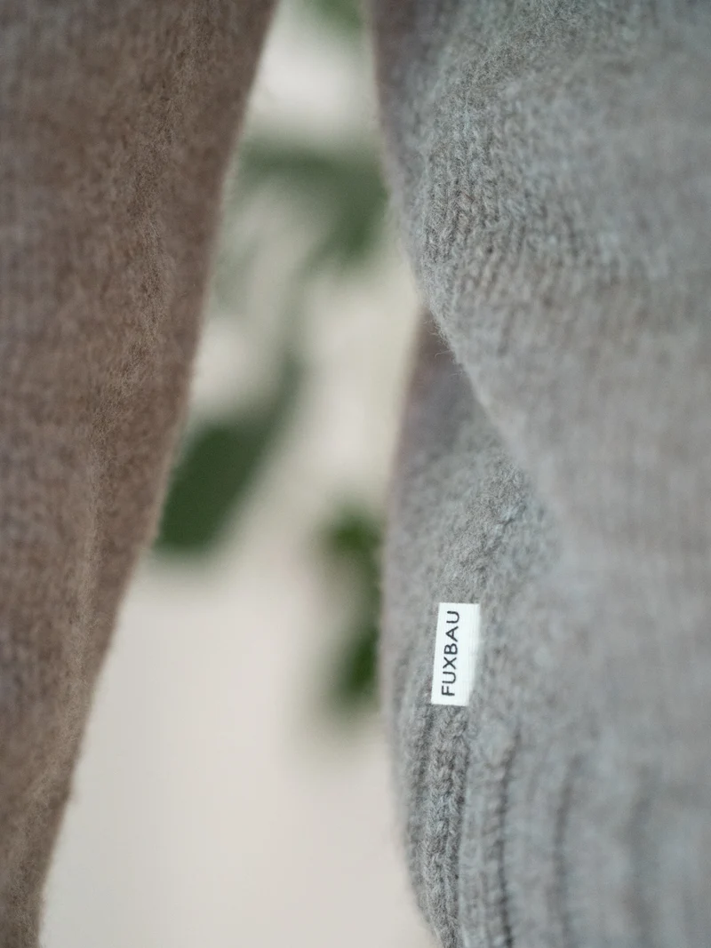 Männer Merino Strickpullover - braunmeliert