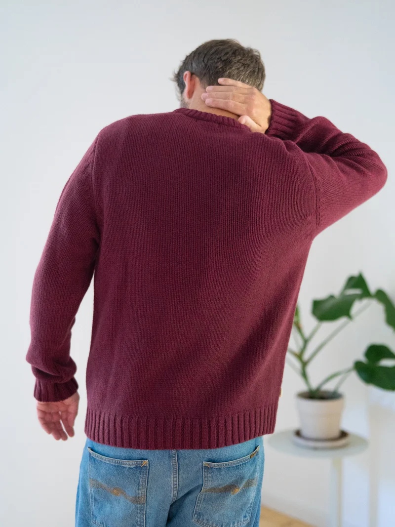 Männer Merino Strickpullover - bordeaux