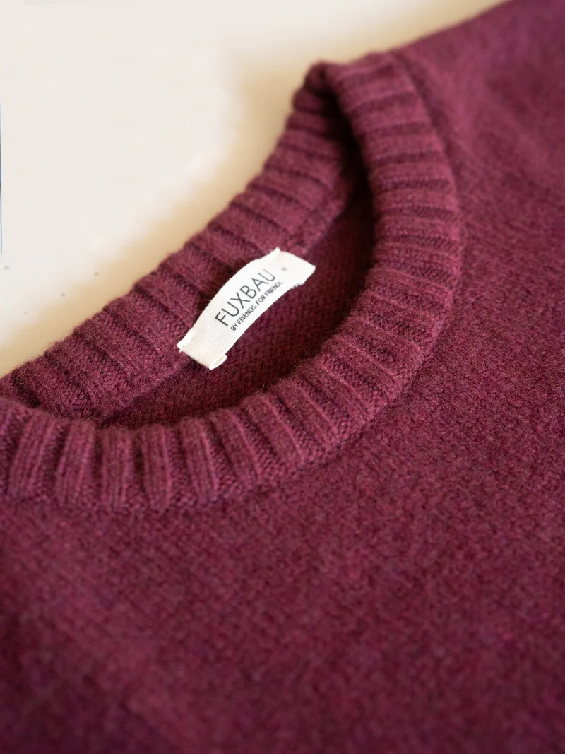 Männer Merino Strickpullover - bordeaux
