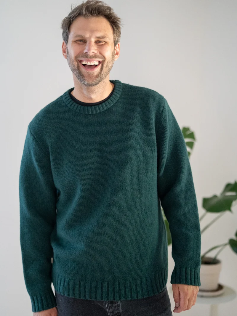 Männer Merino Strickpullover - grün