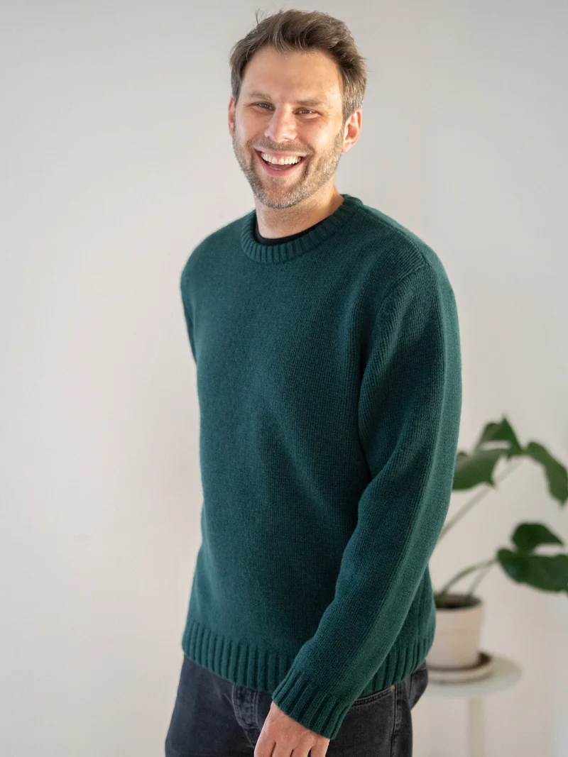 Männer Merino Strickpullover - grün