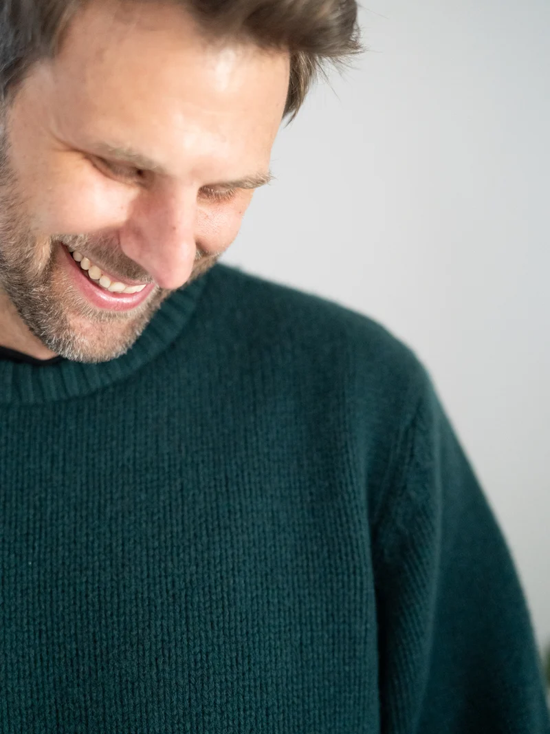 Männer Merino Strickpullover - grün