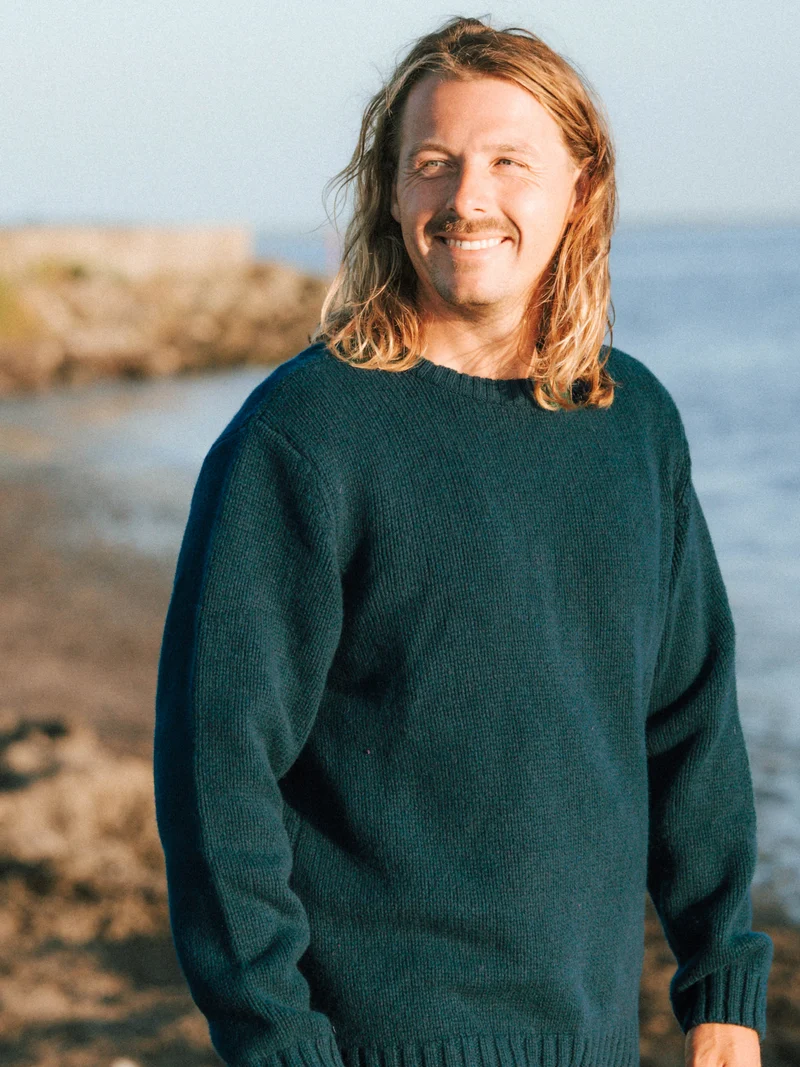 Männer Merino Strickpullover - grün