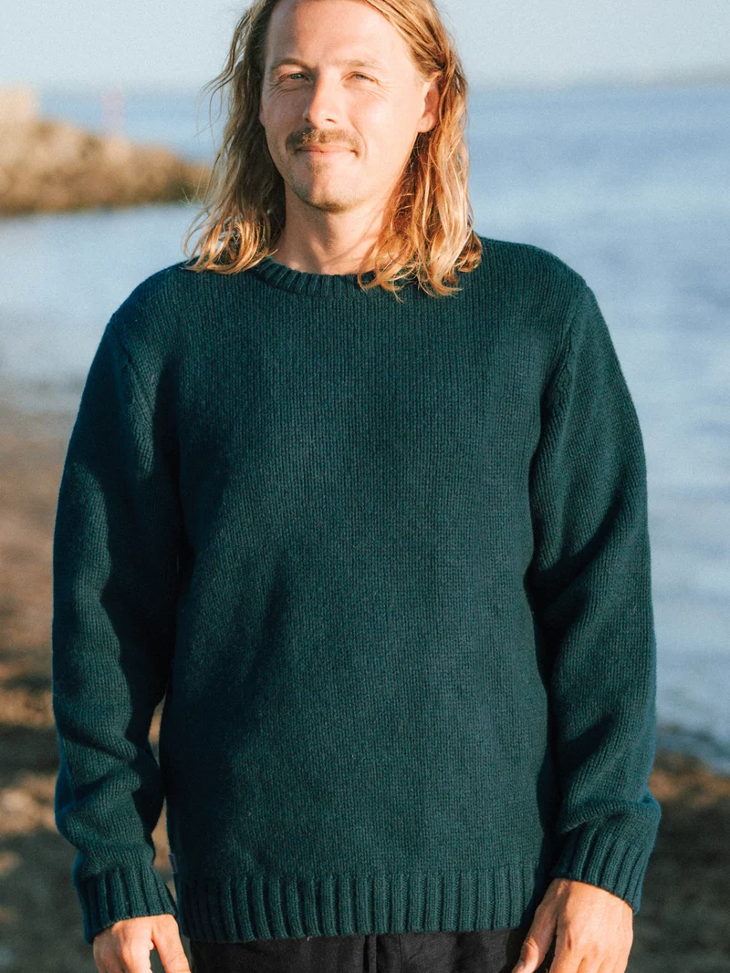 Männer Merino Strickpullover - grün