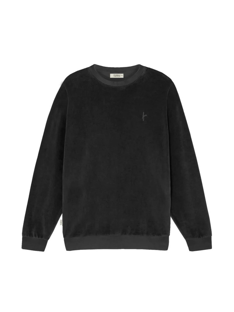 Männer Samt Sweater - schwarz