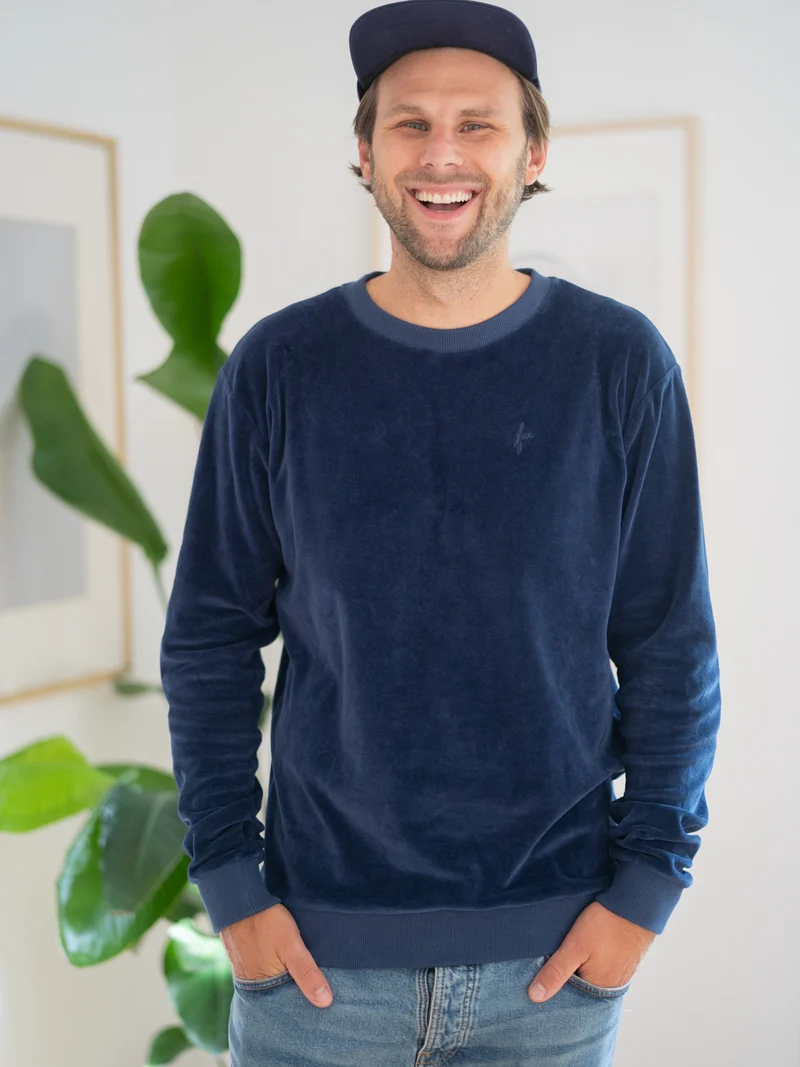 Männer Samt Sweater - navy