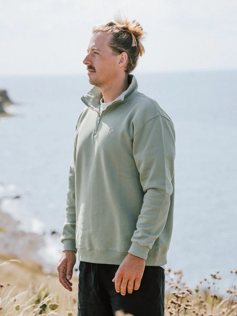 Männer fux Half Zip Sweater - seegras