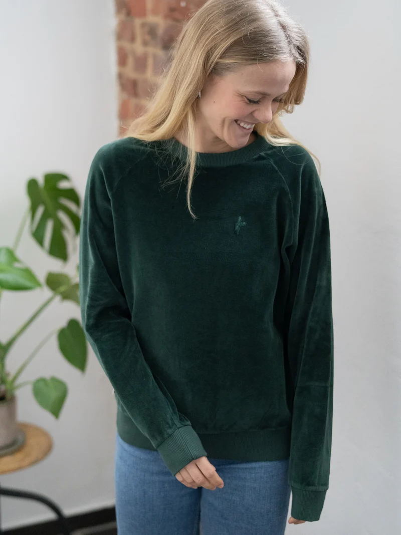Frauen Samt Sweater - grün