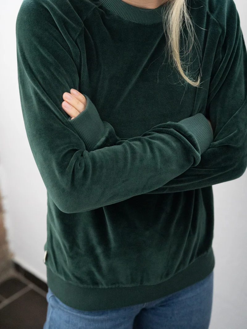 Frauen Samt Sweater - grün