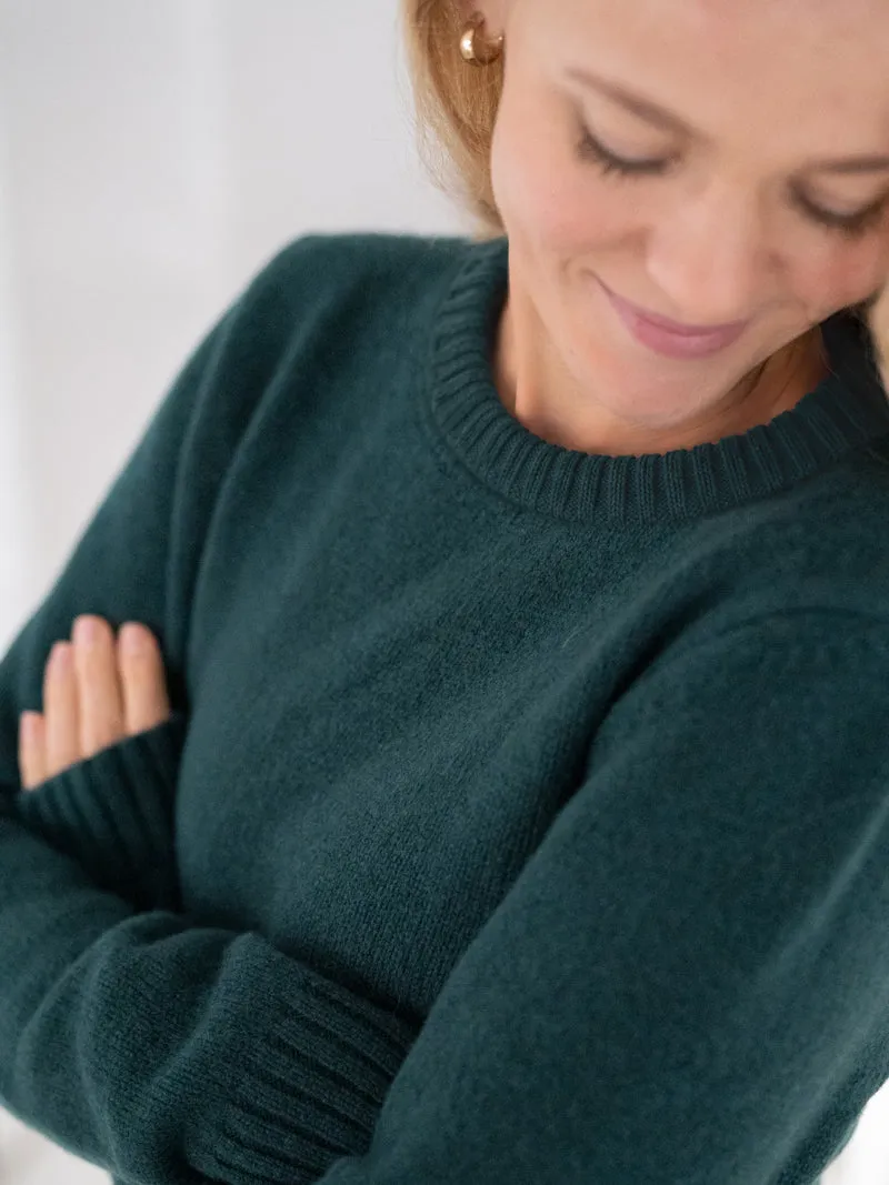 Frauen Merino Strickpullover - grün