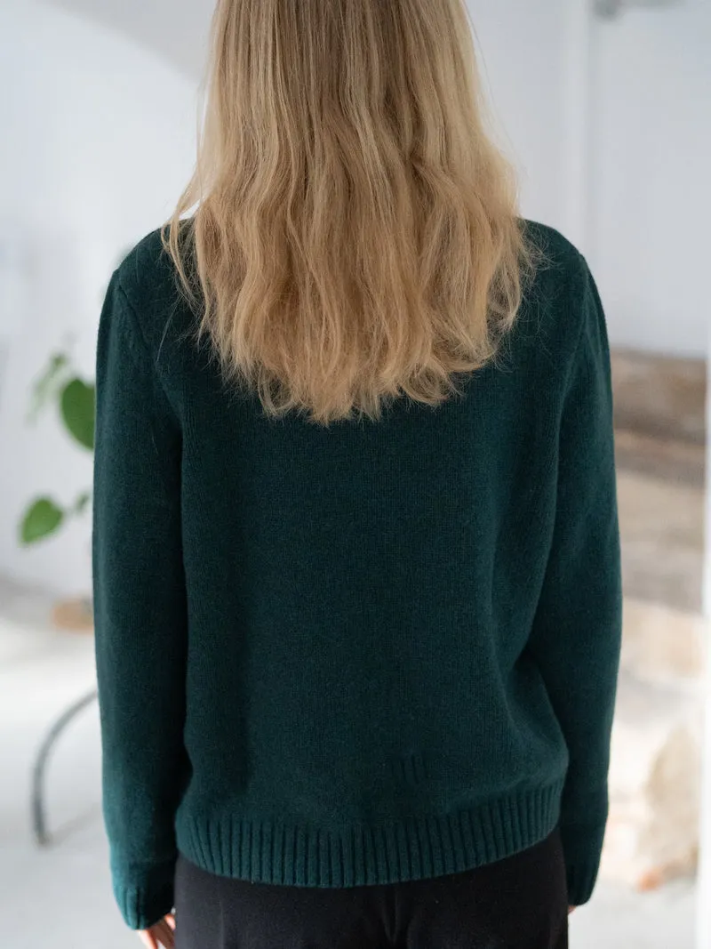 Frauen Merino Strickpullover - grün