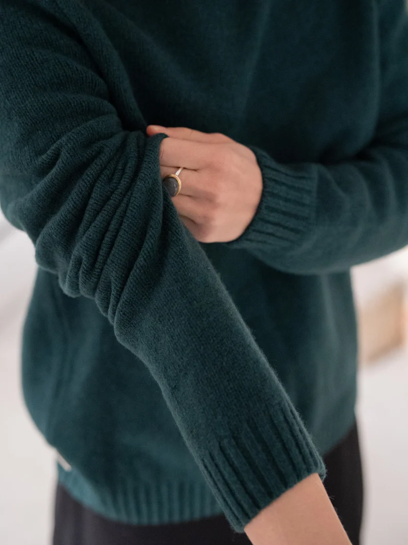 Frauen Merino Strickpullover - grün