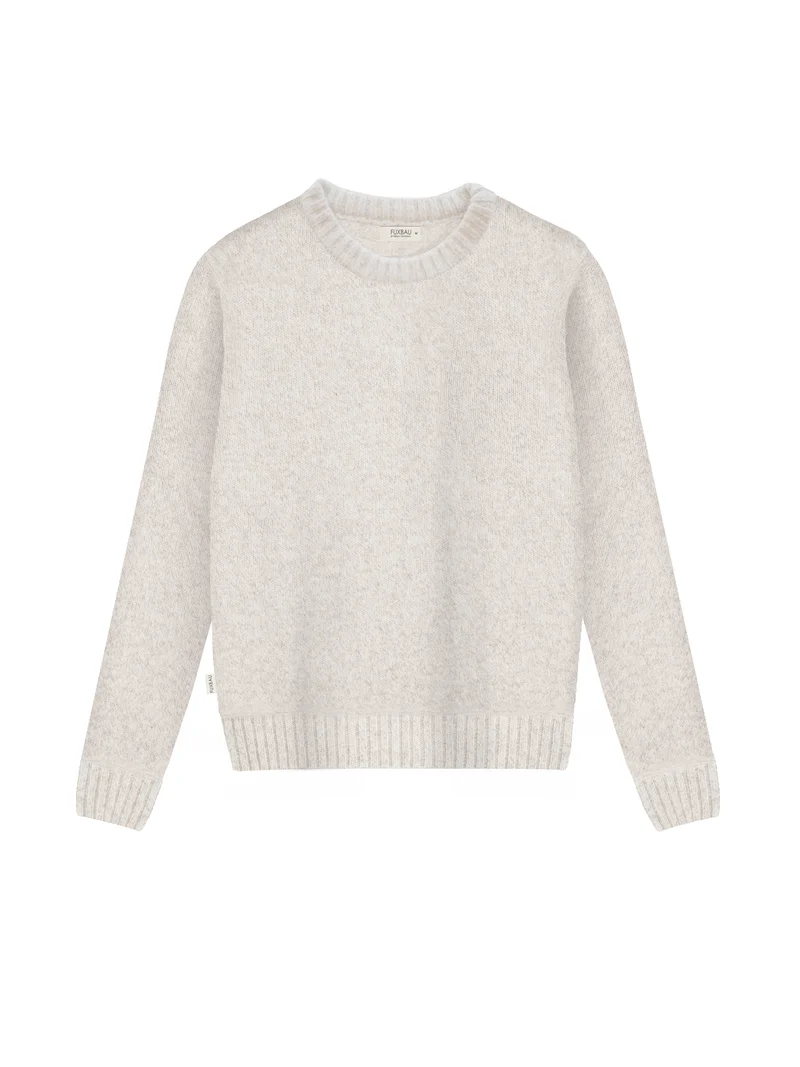 Frauen Merino Strickpullover - beigemeliert