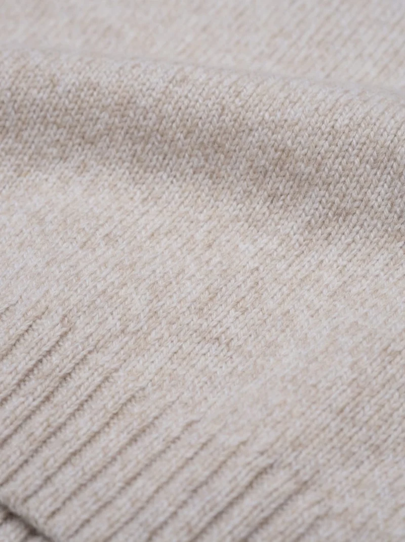 Frauen Merino Strickpullover - beigemeliert