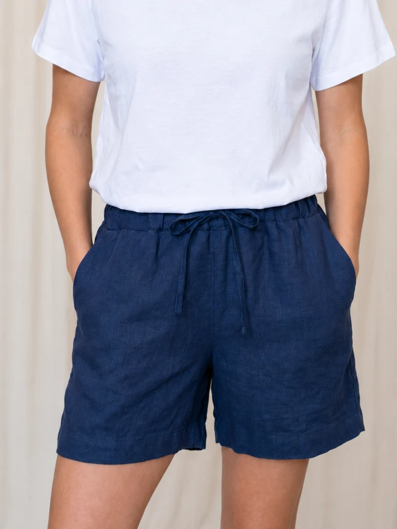 Frauen Leinenshorts - navy