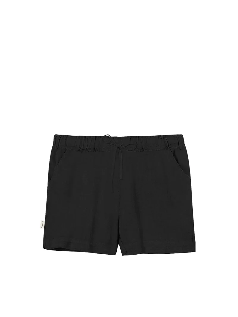 Frauen Leinenshorts - schwarz