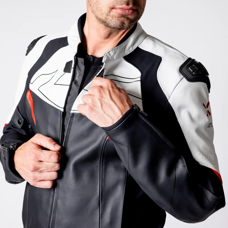 Ace 1.0 Lederjacke - schwarz-weiss-rot