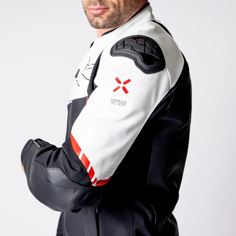 Ace 1.0 Lederjacke - schwarz-weiss-rot