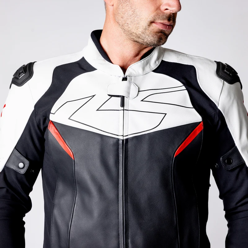 Ace 1.0 Lederjacke - schwarz-weiss-rot