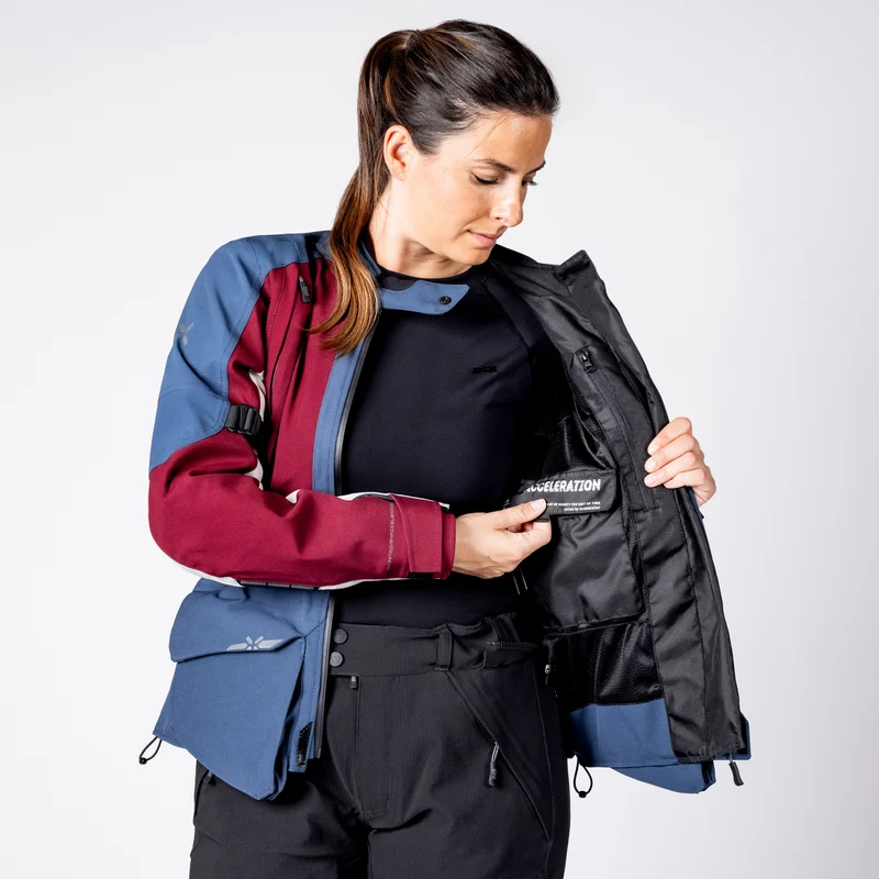 Damen Tourster-STX 1.0 Laminatjacke - weinrot-blau-cool grey