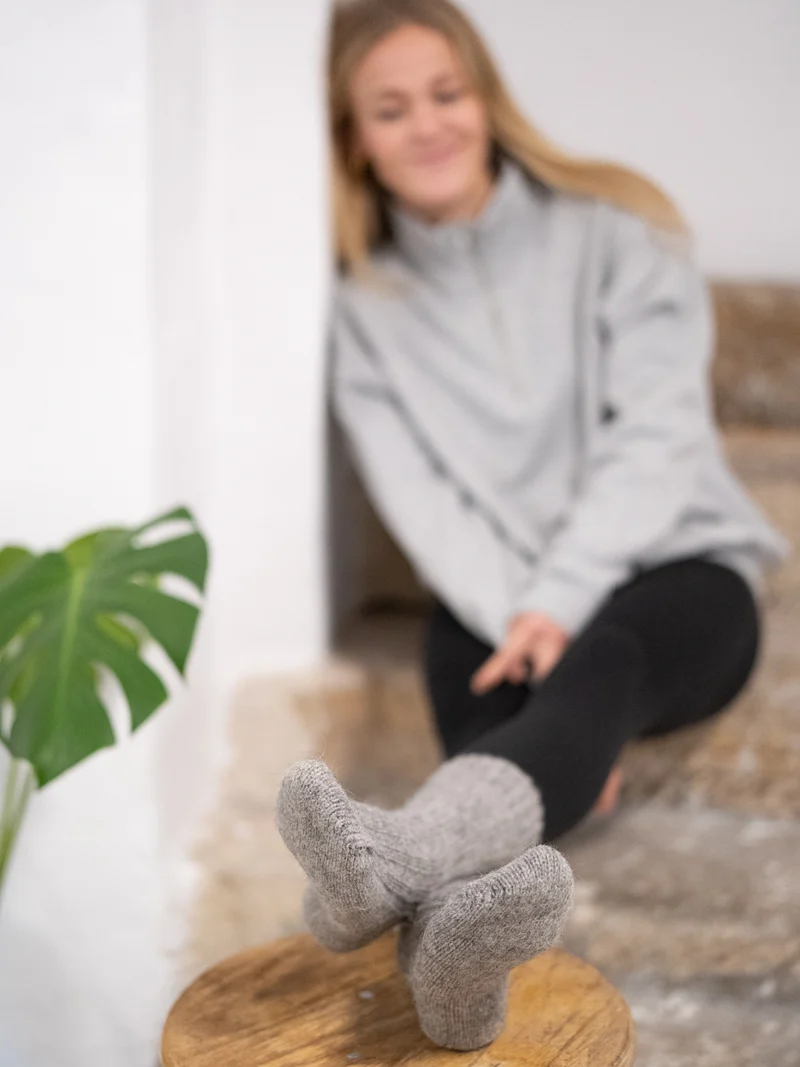 Alpaka Schafwollsocken - grau