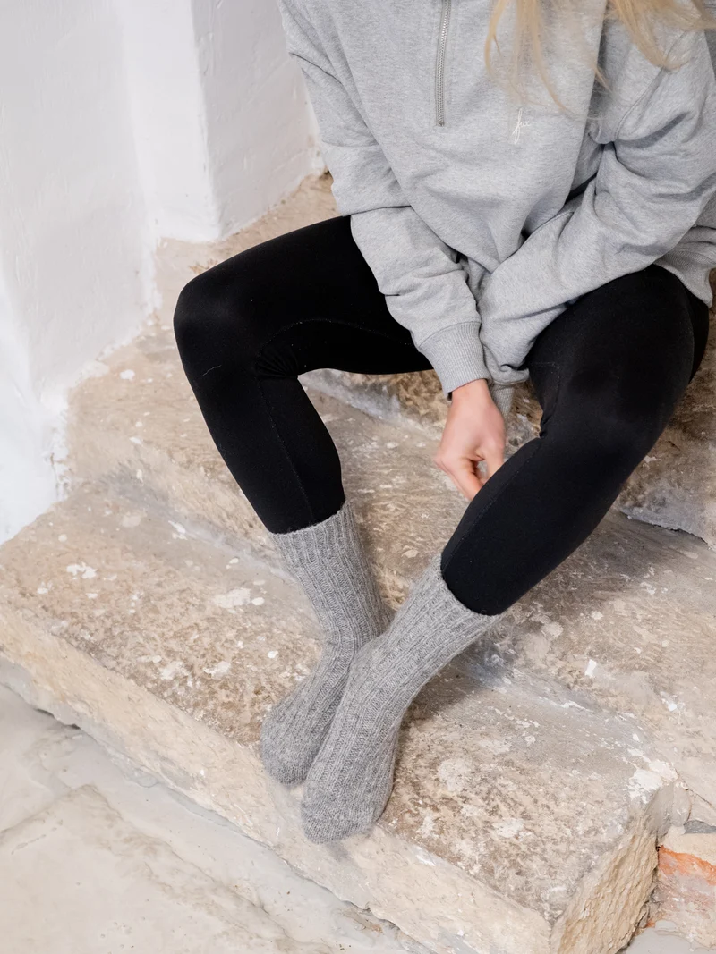 Alpaka Schafwollsocken - grau