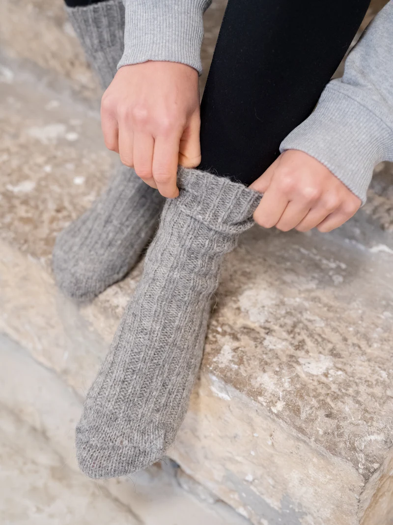 Alpaka Schafwollsocken - grau