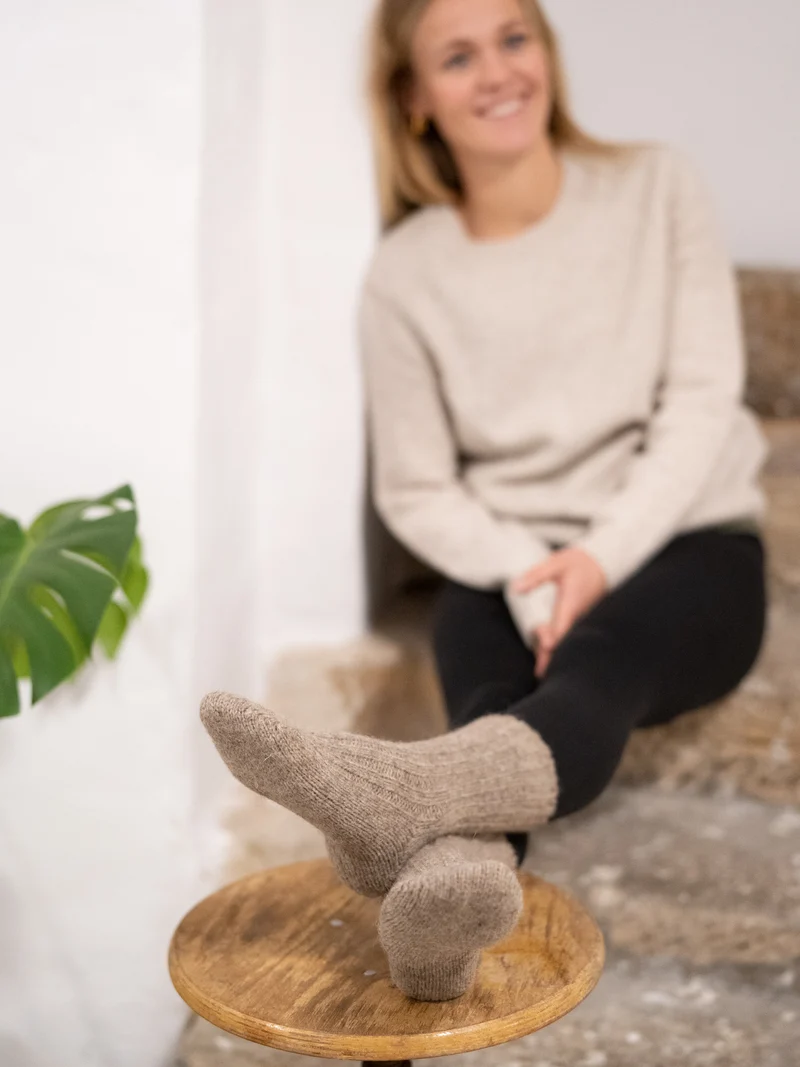 Alpaka Schafwollsocken - beige
