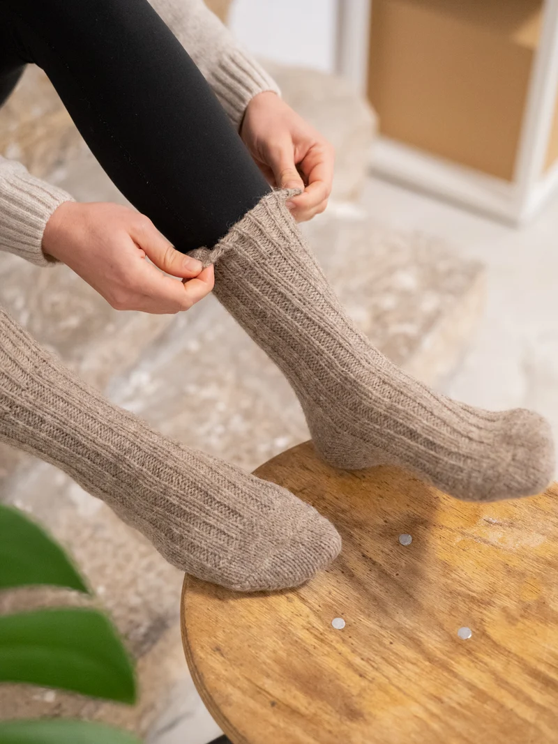 Alpaka Schafwollsocken - beige