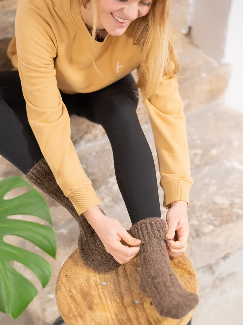 Alpaka Schafwollsocken - braun