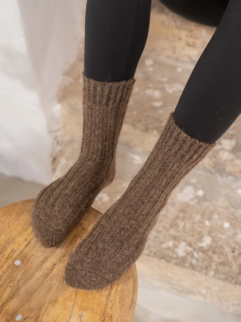 Alpaka Schafwollsocken - braun