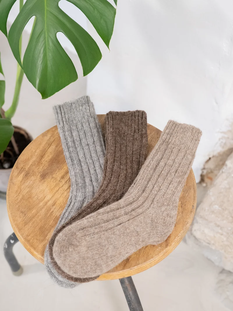 Alpaka Schafwollsocken - braun
