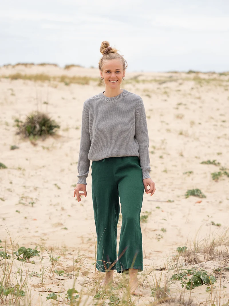 Frauen Leinenhose - grün