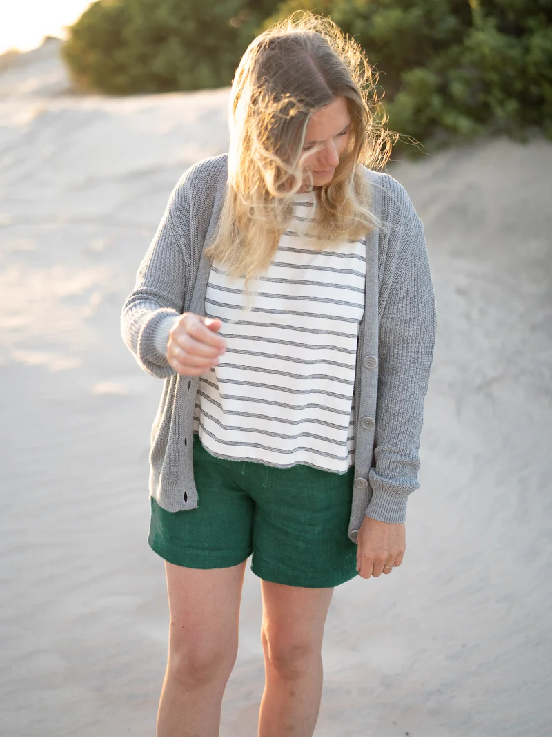 Frauen Leinenshorts - grün