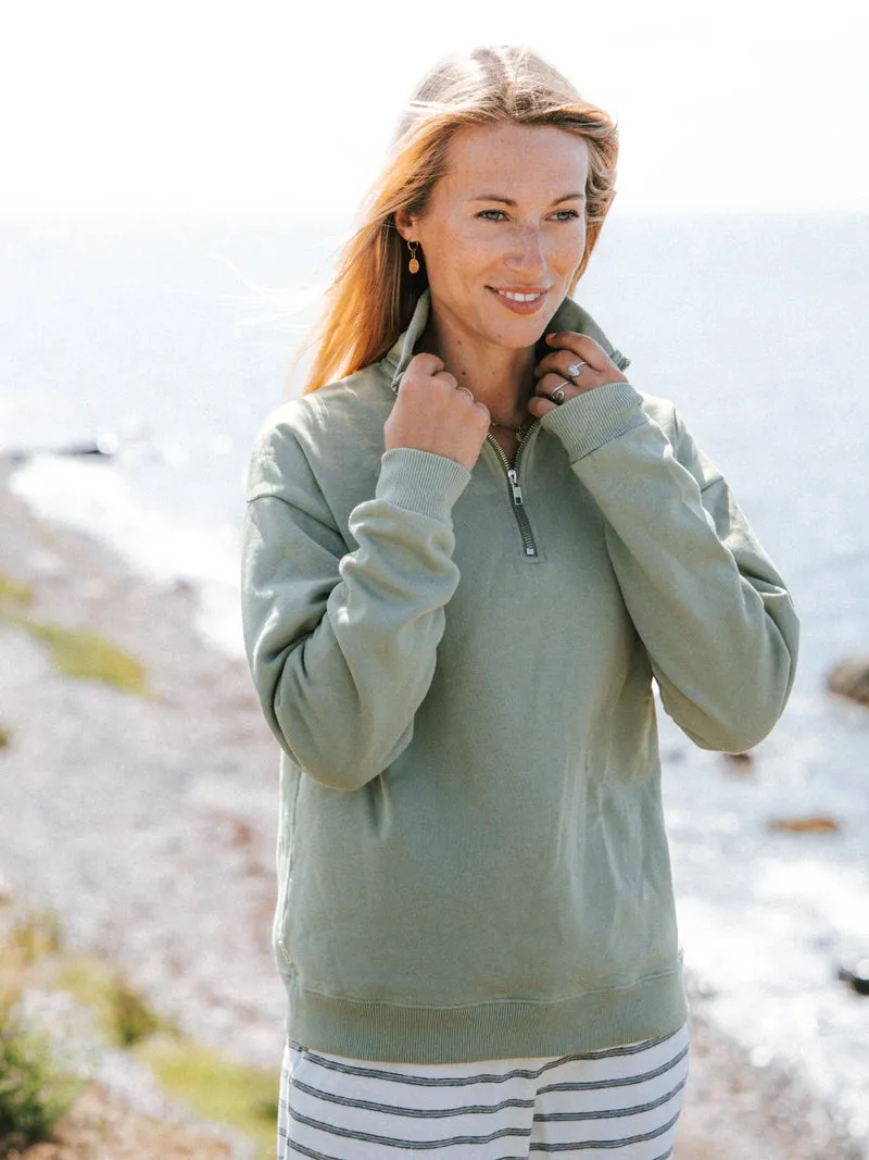 Frauen fux Half Zip Sweater - seegras