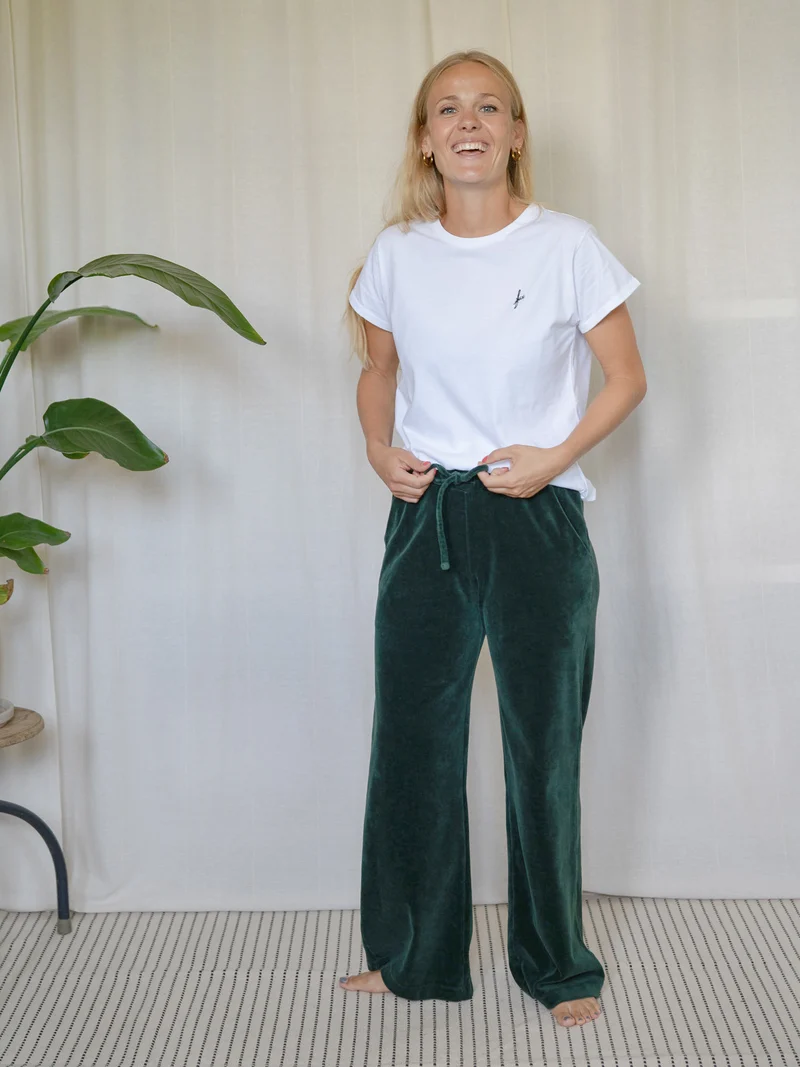 Frauen Samt Hose - grün