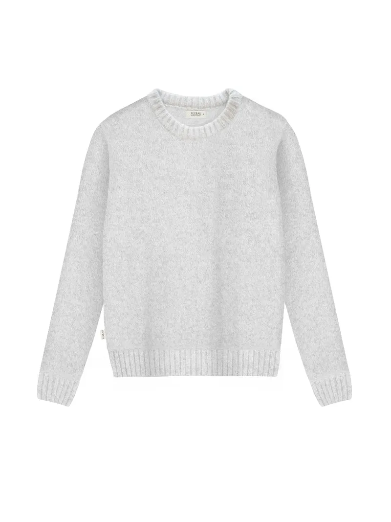 Frauen Merino Strickpullover - graumeliert
