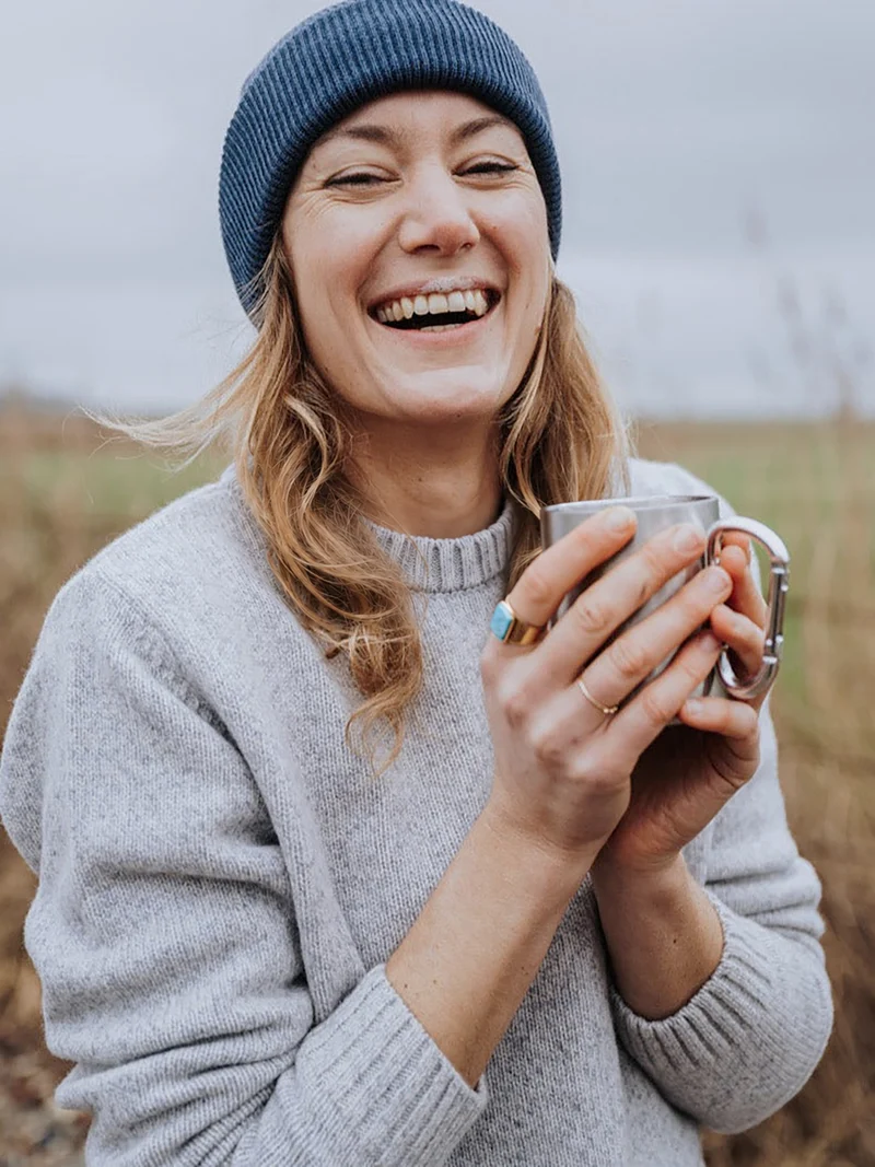 Frauen Merino Strickpullover - graumeliert