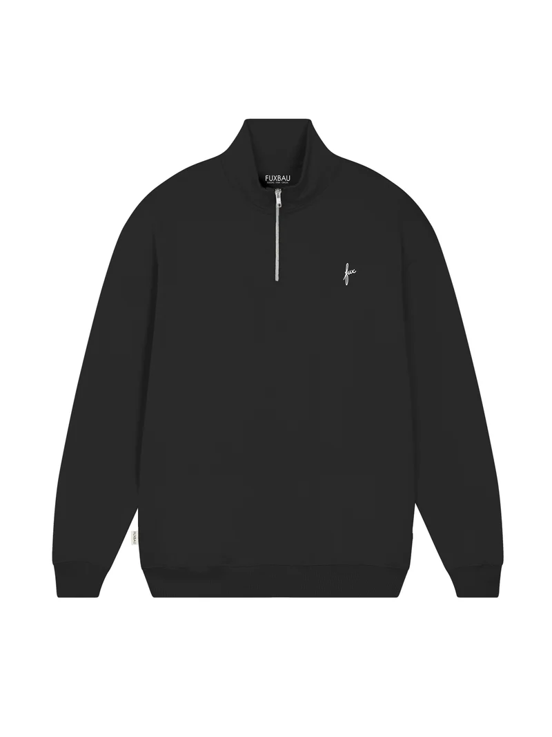 Männer fux Half Zip Sweater - schwarz