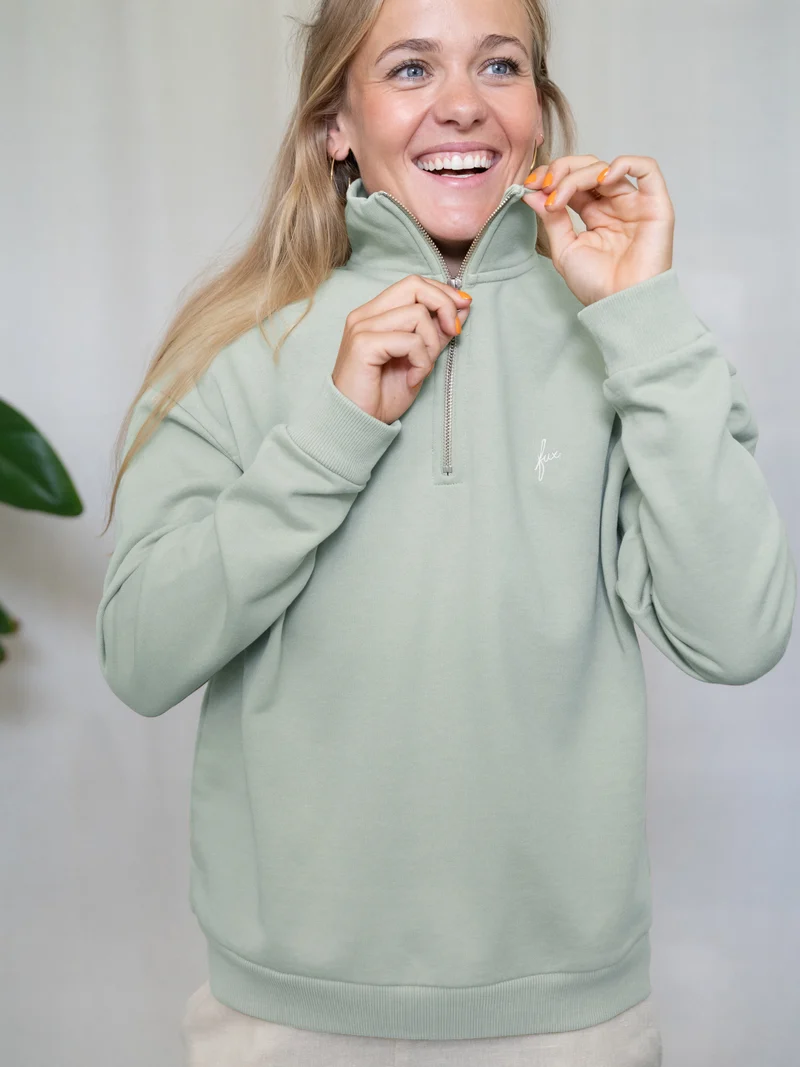 Frauen fux Half Zip Sweater - mint