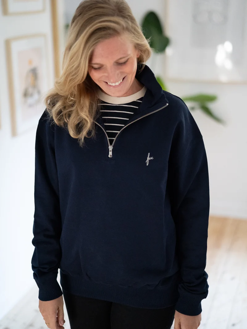 Frauen fux Half Zip Sweater - navy