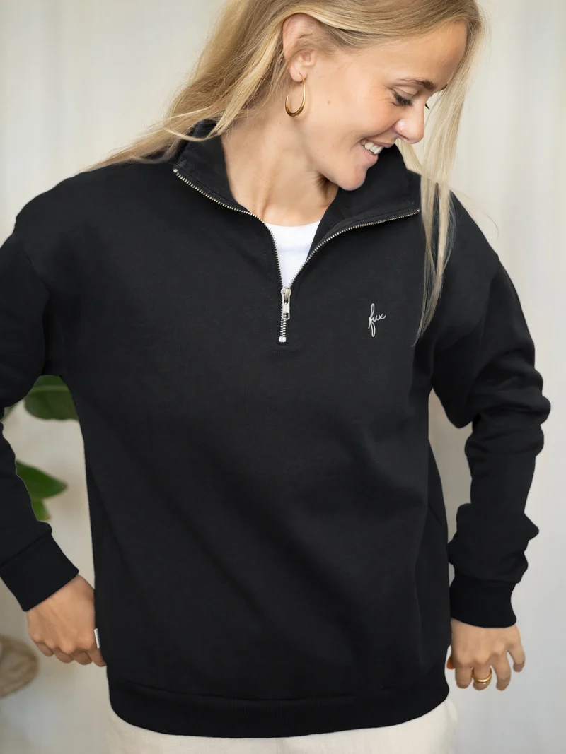 Frauen fux Half Zip Sweater - schwarz