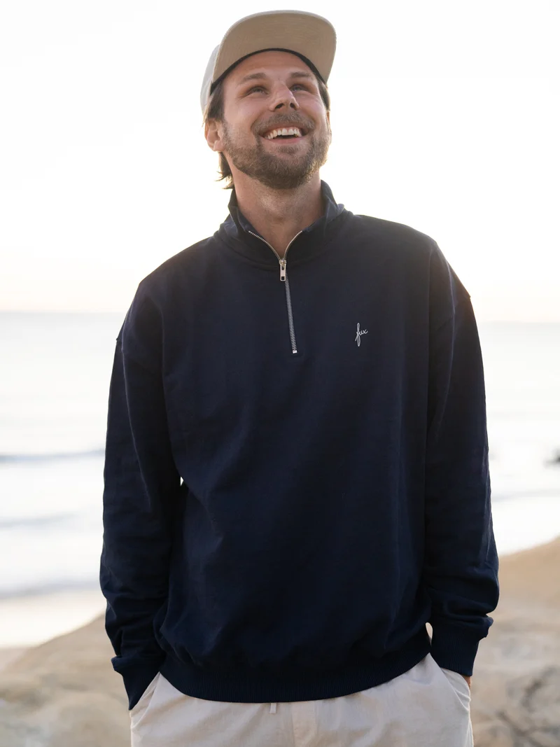 Männer fux Half Zip Sweater - navy
